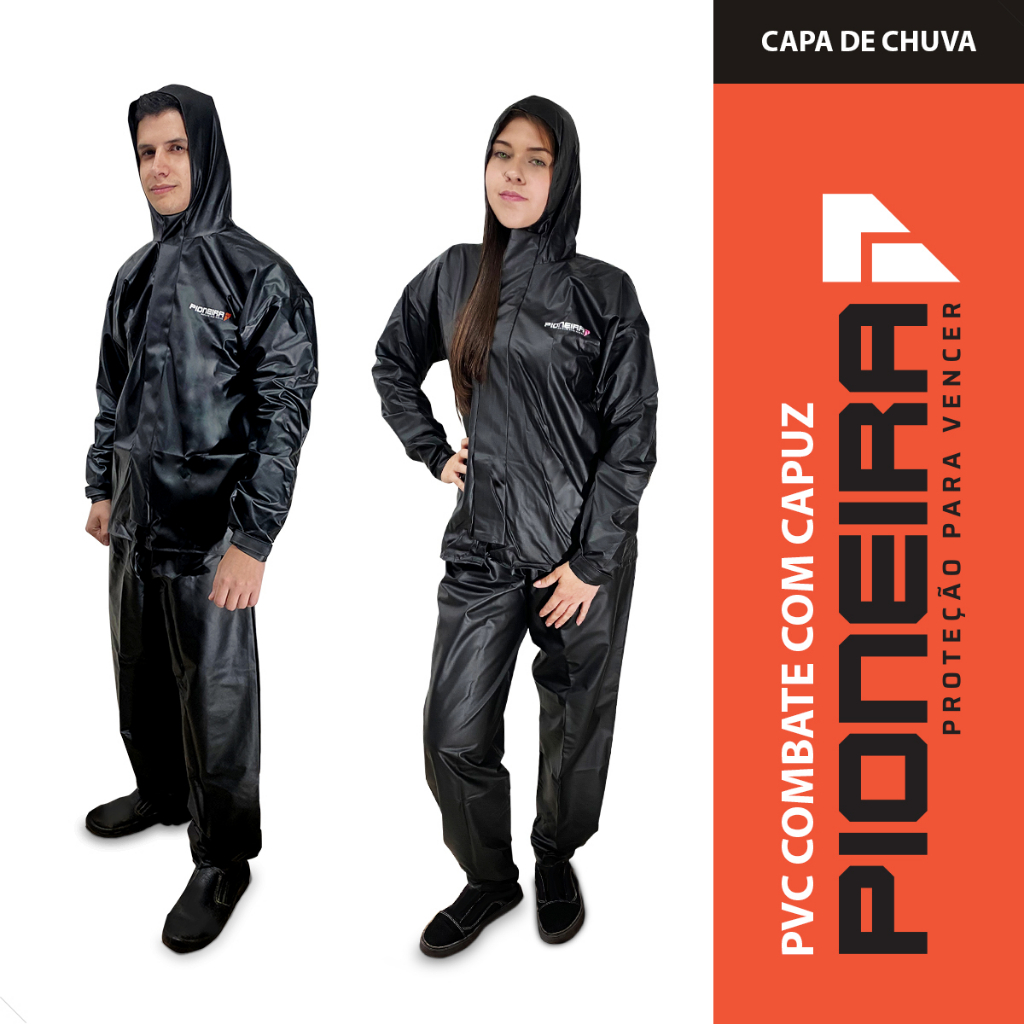 Capa Chuva Pioneira Combate Impermeavel Motoqueiro Com Capuz - Pioneira