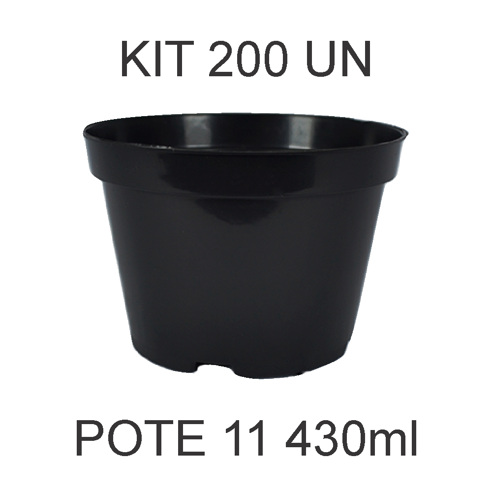 200 Vasos Pote 11  Para Cactos Mudas Suculentas Preto 430 Ml