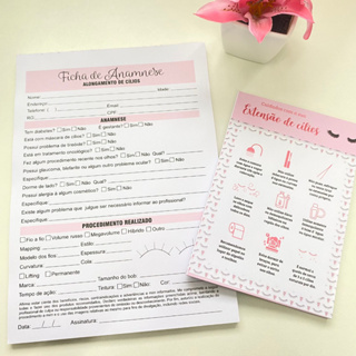 KIT Bloco de Cuidados + Ficha de Anamnese - Extensão de Cílios em Oferta na Shopee