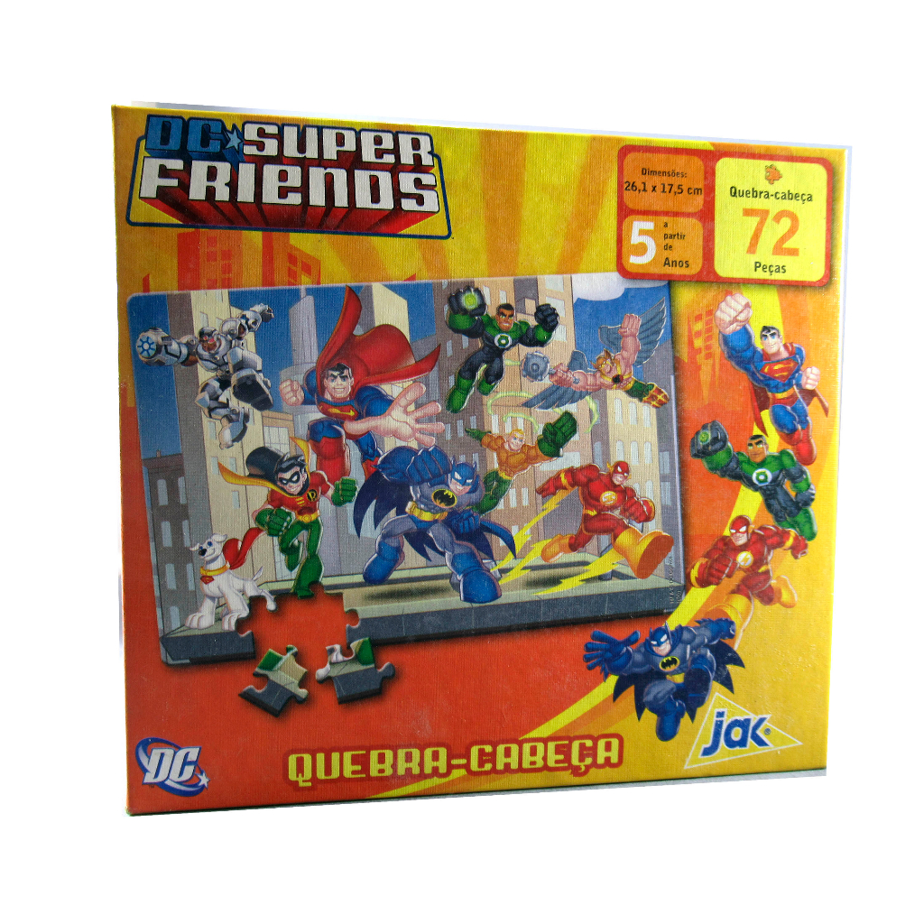 Quebra-Cabeça Puzzle DC Super Friends Batman & Liga da Justiça 72 peças - 26,10x17,5 cm JAK
