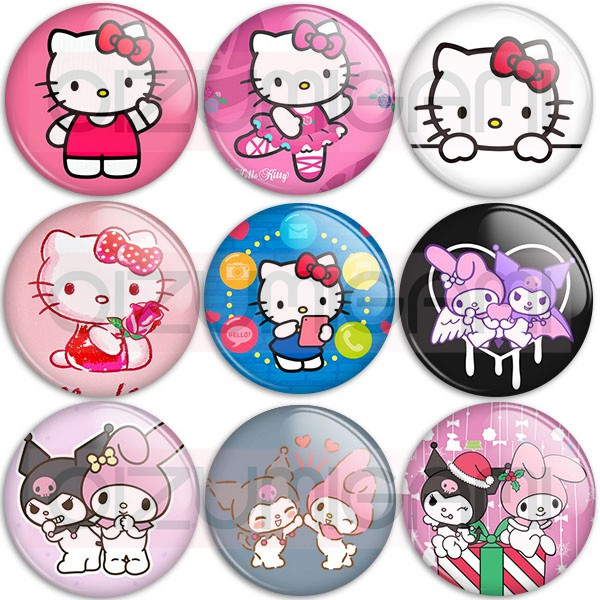 Botons - Bottons - Buttons - Sanrio - Hello Kitty - Kuromi - My Melody - Cinnamoroll - Tam: 4,5cm em Oferta na Shopee