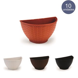 Vaso Rattan Parede G Kit Com 10 - Jardim Vertical Orquidea em Oferta na Shopee