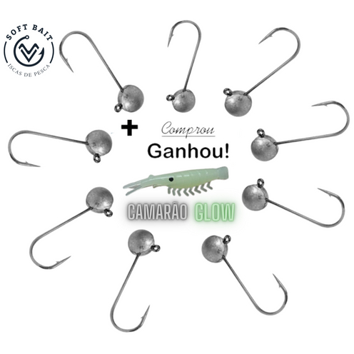 20 Jig Head aço carbono   2/0 3/0 -  CHUMBO COM PESO MARCADO jig head