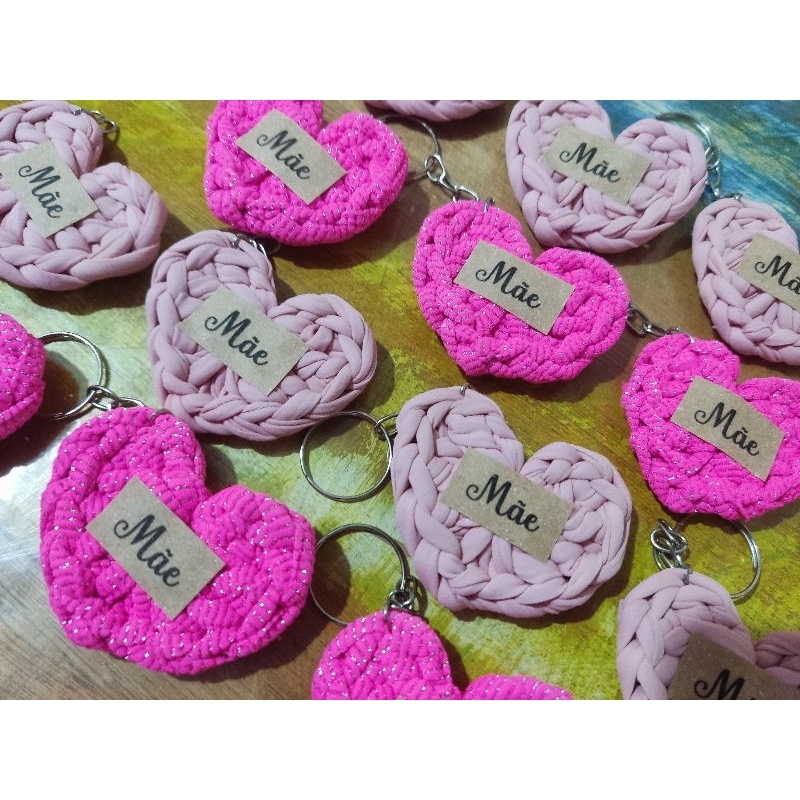 kit 50 chaveiros de coração fio de malha, com nome personalizado, lembrancinha, aniversário, casamento, maternidade