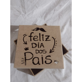 1 unidade de caixa15x15x5 feliz dia dos pais em mdf cru decorativas presentes