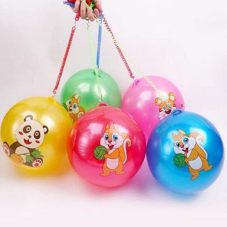 Bola Borracha Poing Poing com Cordao Mola 23cm Brinquedo Super Divertido