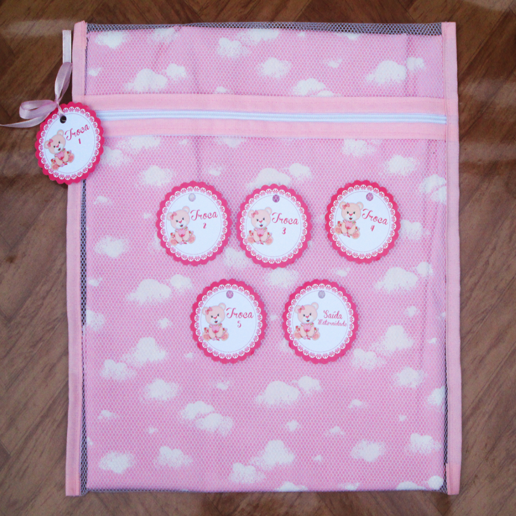 Kit com 6 Saquinhos Maternidade Organizadores para mala maternidade - em TULE + TAGS