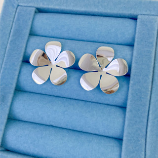 Brinco Chapa de Flor - Banhado a Prata