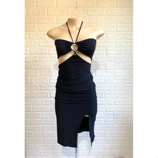 Vestido Amarrações multi amarracao feminino blogueira fenda longa