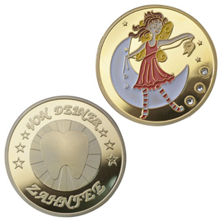 Moeda Fada Do Dente Leite Tooth Fairy Dourada Alemão em Oferta na Shopee