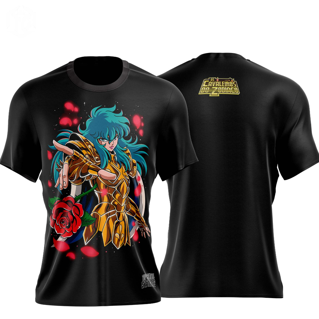 Camisa Camiseta Sublimada Cavaleiros de Ouro Afrodite de Peixes Unissex e Babylook