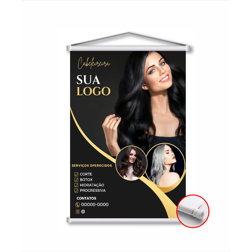 Banner Cabeleireira - coloque sua logo e contatos - tamanho 80x60cm