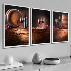 Quadro Decorativo Vinho Moldura Sala Jantar Cozinha