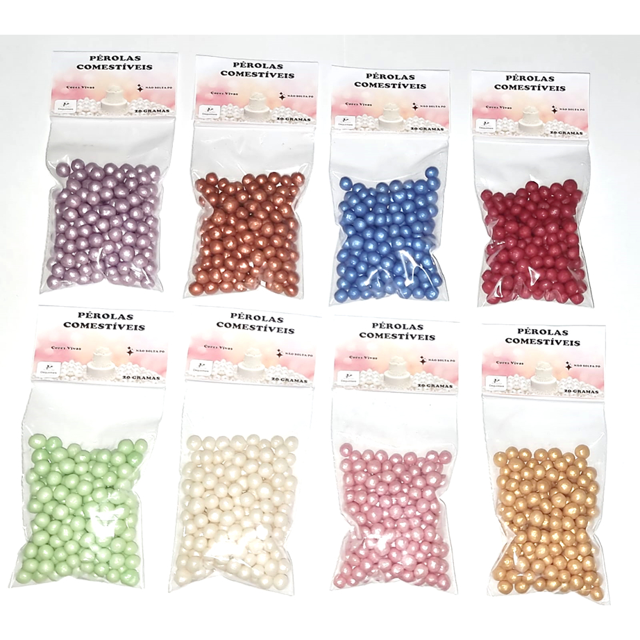 KIT Pérola Comestível 20g Confeito Para Bolos E Doces (Atacado) em Oferta na Shopee