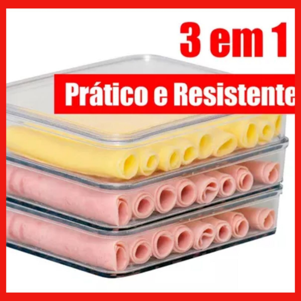 Pote Porta Frios Ou Porta Treco Com 3 Divisórias Acrílico Organizador de Frios Geladeira