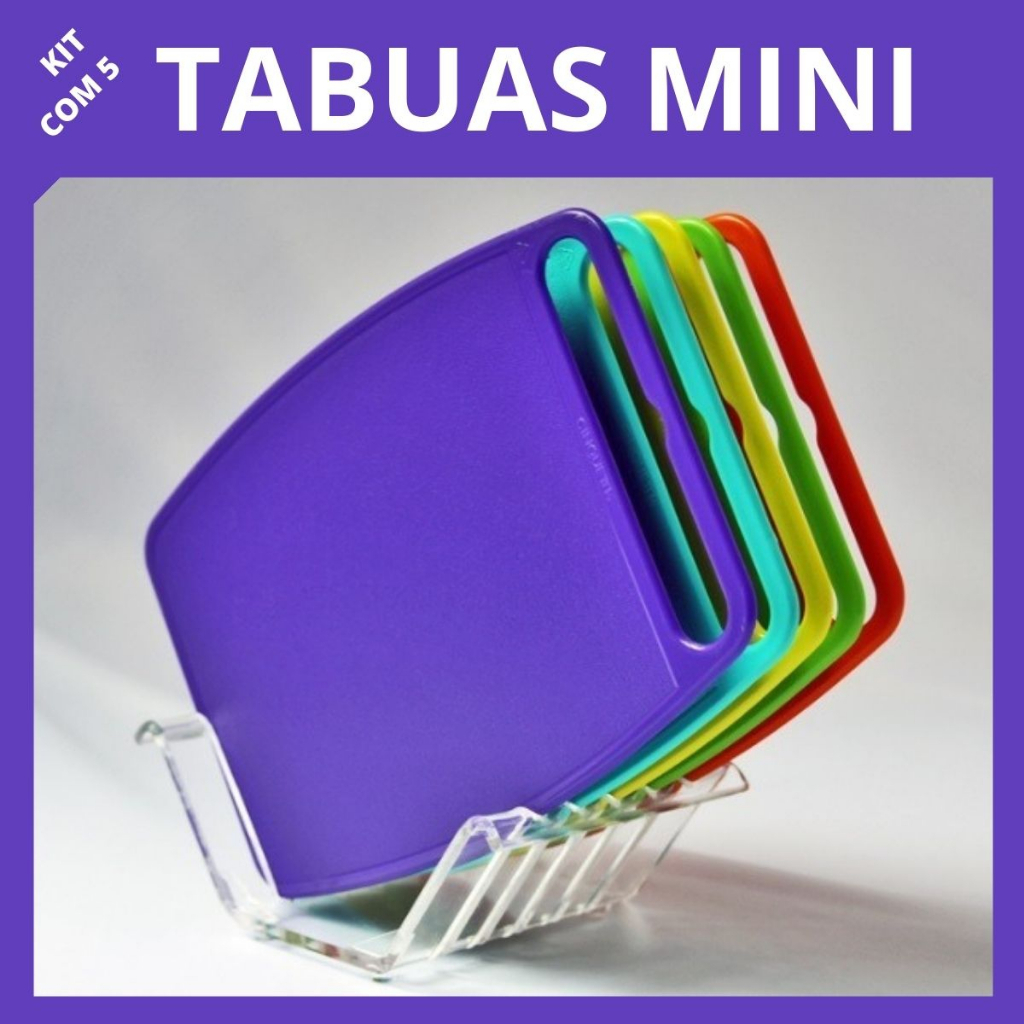Kit 5 Tabua de Carne Cozinha Legumes Tábua Cortar Com Suporte Pratico Multicolor