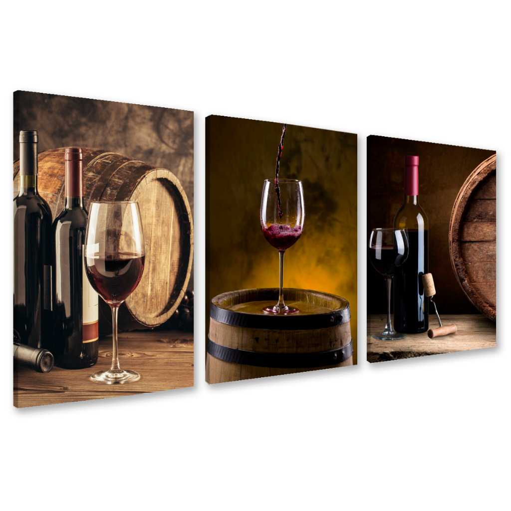 Kit Quadro Decorativo Vinho Moderno Sala De Jantar Cozinha