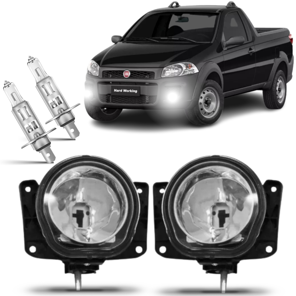 Par Farol Milha Fiat Strada Working 2014 2015 2016 2017 + Lampada em Oferta na Shopee