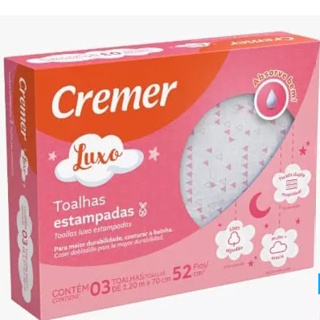 Toalha Fralda Estampada Luxo c/ 3 unidades - Rosa | CREMER em Oferta na Shopee