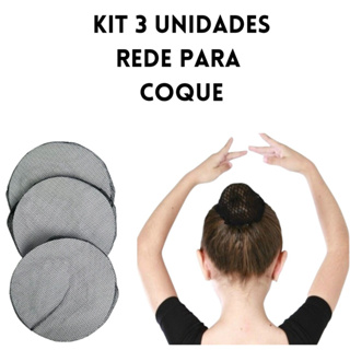 Kit 3 Peças de Redinha para Coque Rede de Cabelo para penteado Ballet Cozinha  Preto (AC15) em Oferta na Shopee