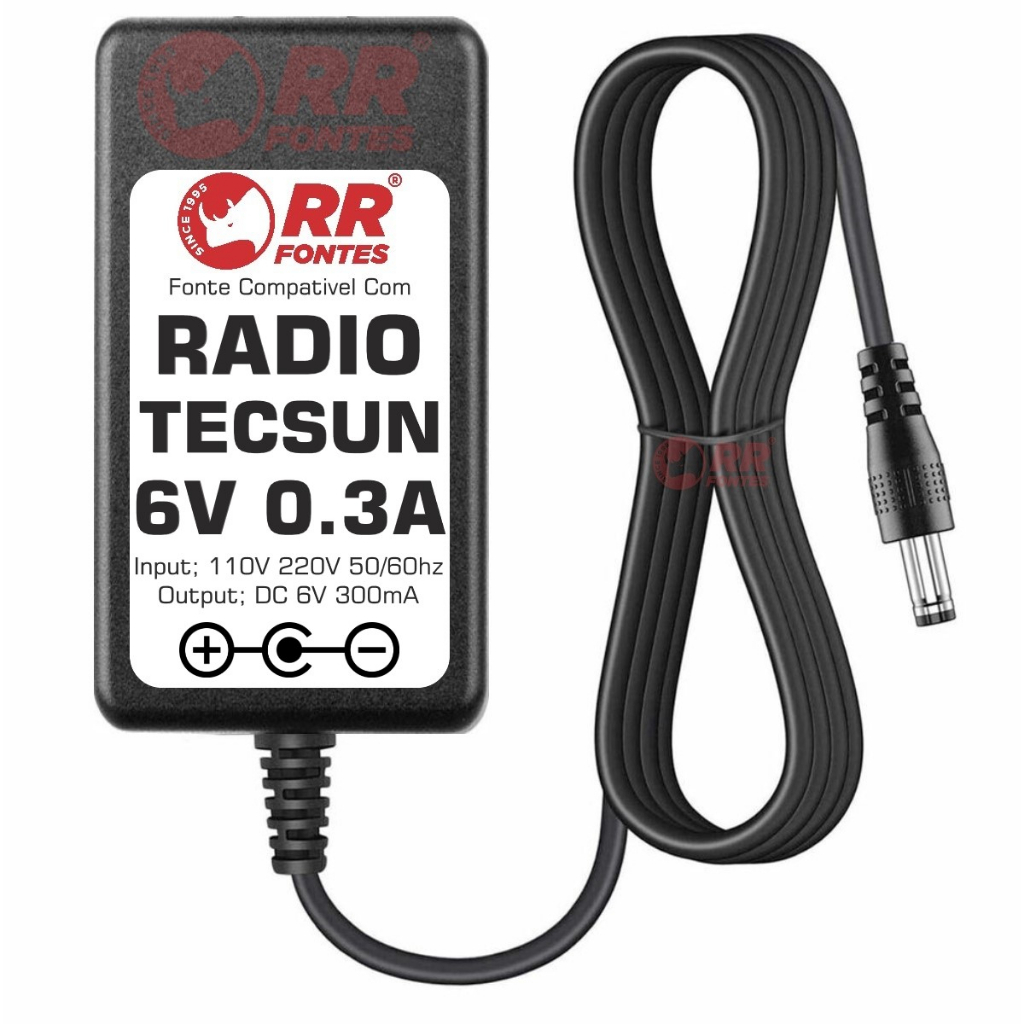 Fonte DC 6V P4 Para Receptor De Radio Tecsun Am Fm Sw