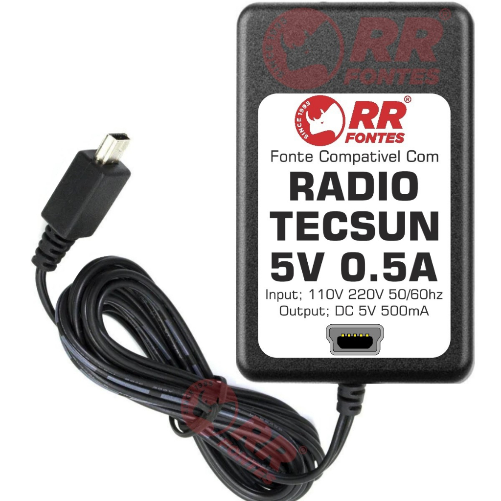 Fonte DC 5V Mini-USB Para Receptor De Radio Tecsun Am Fm Sw