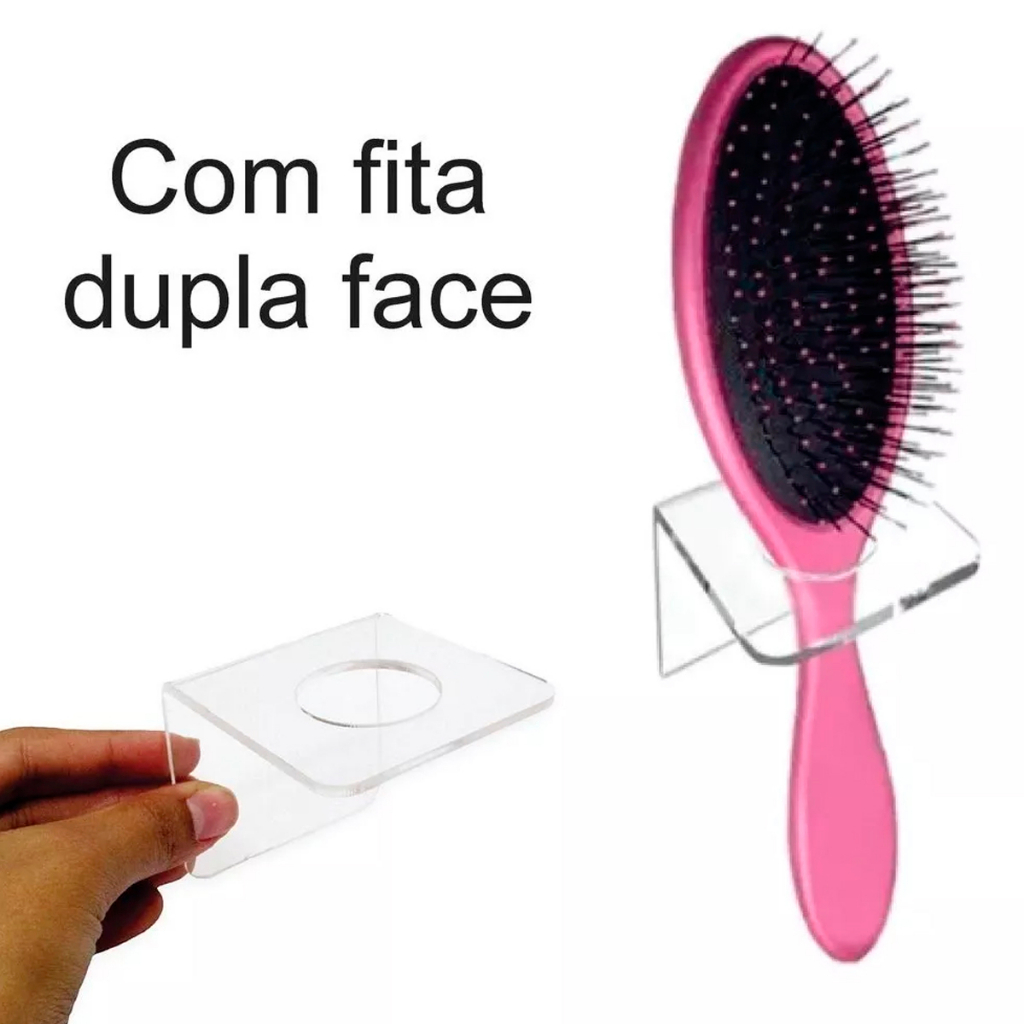 5 Suporte Porta Escova De Cabelo De Parede Em Acrílico
