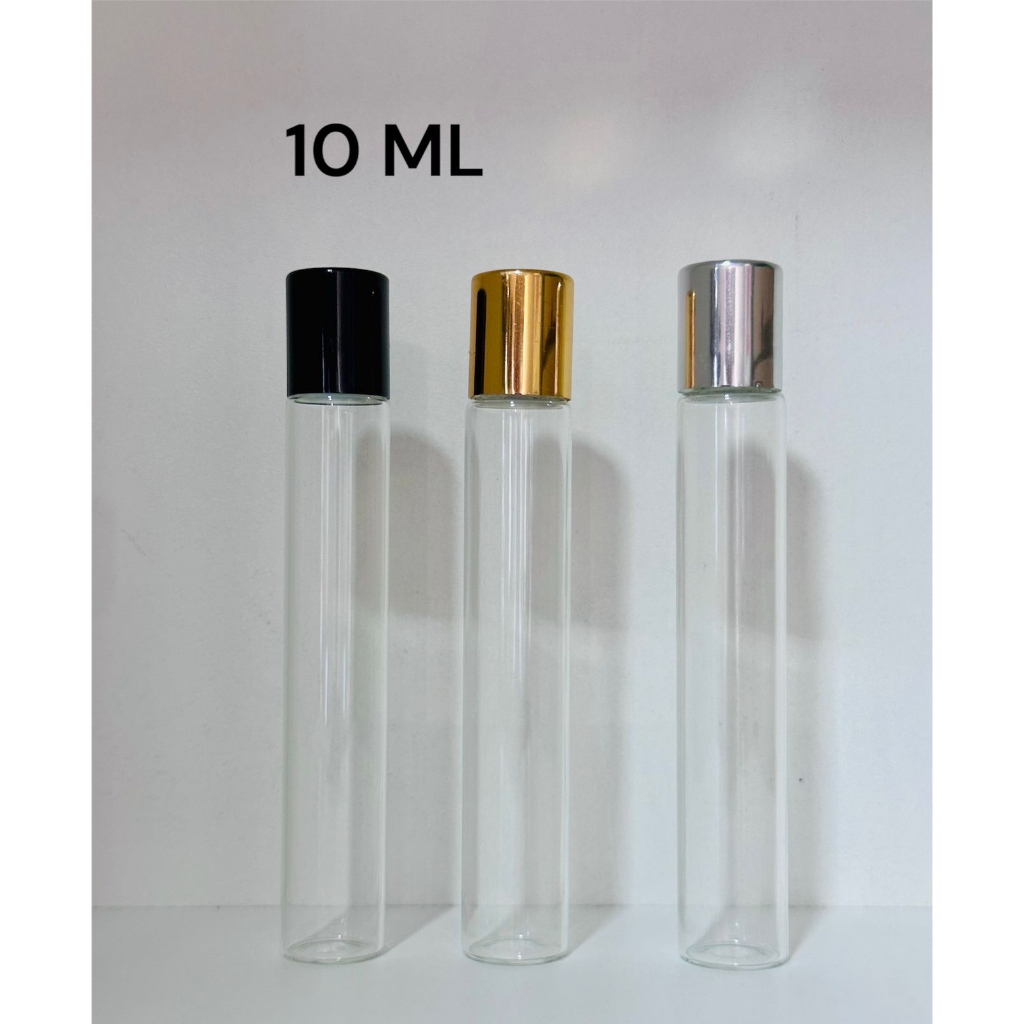 10 Frascos Vidro Rollon Para Óleos Essencial Transparente 10ml -Tampa Prata