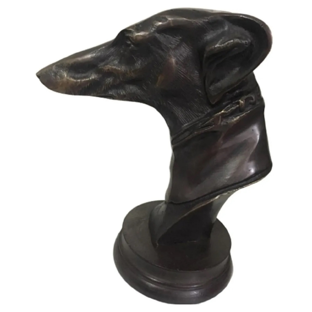 Cachorro Galgo Em Bronze Oxidado Estatueta Estátua Cão Decoração