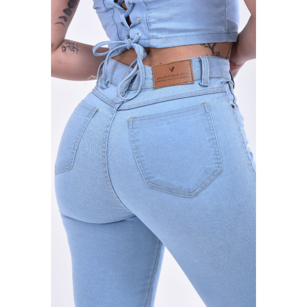 Calça Jeans Feminina Cintura Alta com Lycra - Várias Cores