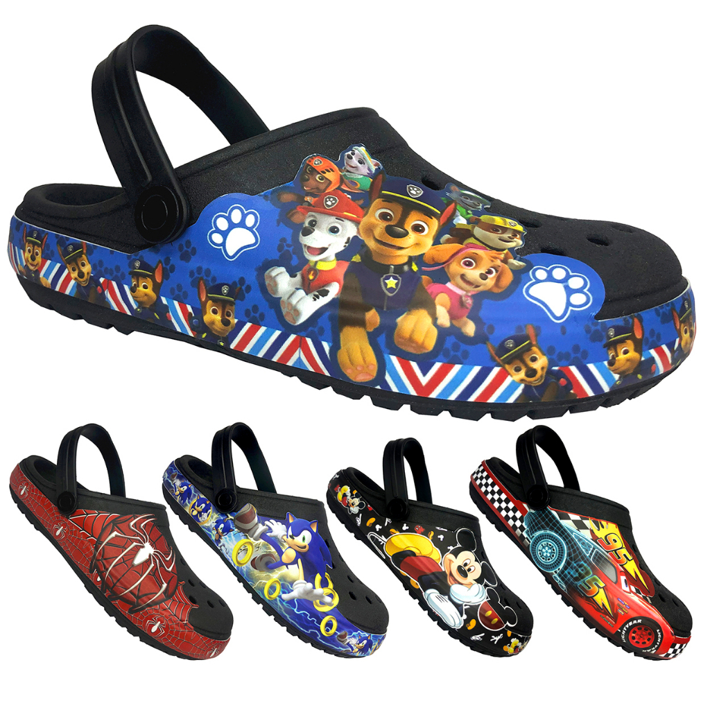 Babuche Papete Infantil Menino Chinelo Confortável Aranha Dinossauro Cachorrinho Personagens