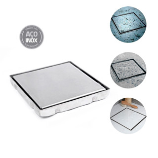 Ralo Invisível Quadrado 100% Inox Tampa Oculta 10x10 Antiodor Válvula Anti Inseto - Demima