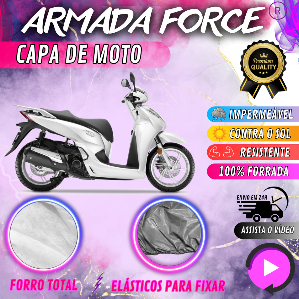 Capa para Cobrir Moto HONDA SH 300i Forro Total Armada Force Impermeável Protege Sol Chuva Poeira