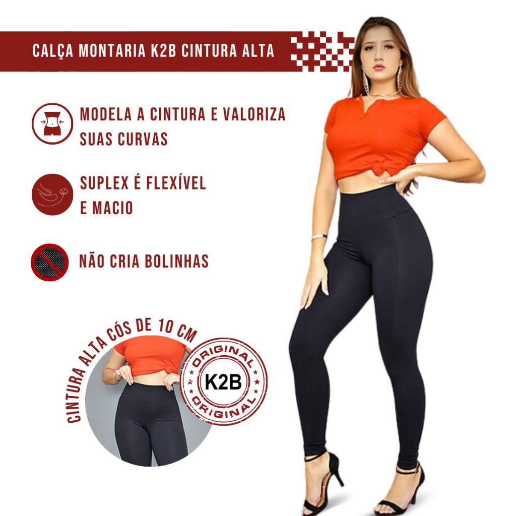 Calça Legging Montaria K2B Cintura Alta Cós de 10cm Original