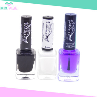 Esmaltes para Carimbo Preto e Branco + Extra Brilho La Femme