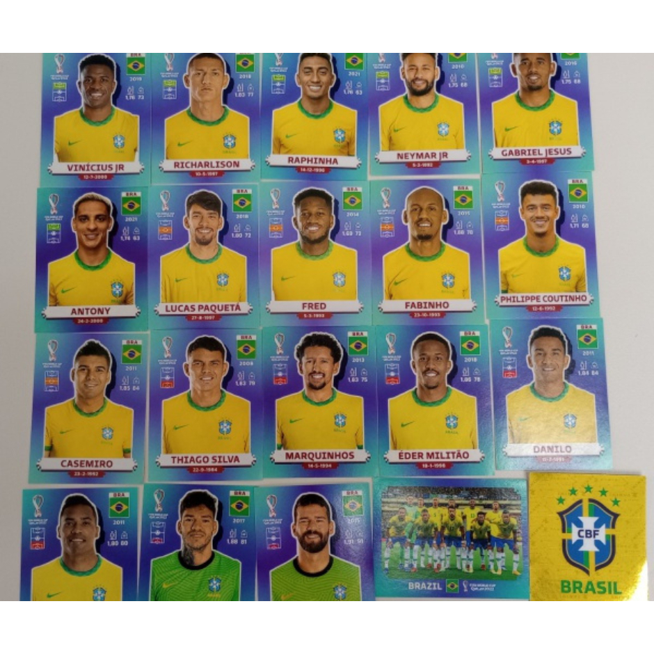 Kit Completo 20 Figurinhas Seleção Brasileira Copa Do Mundo Fifa Qatar 2022