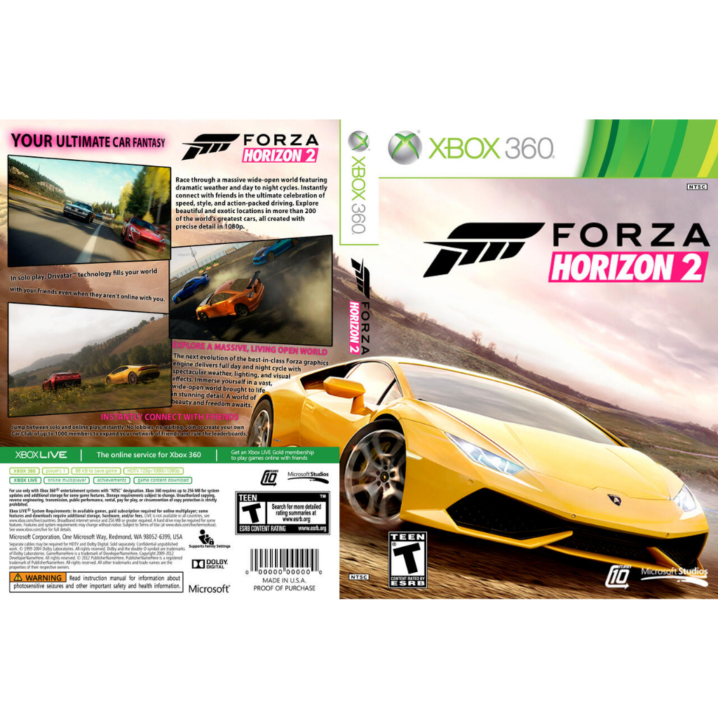 Forza Horizon 2 para Xbox 360 Lt com capa