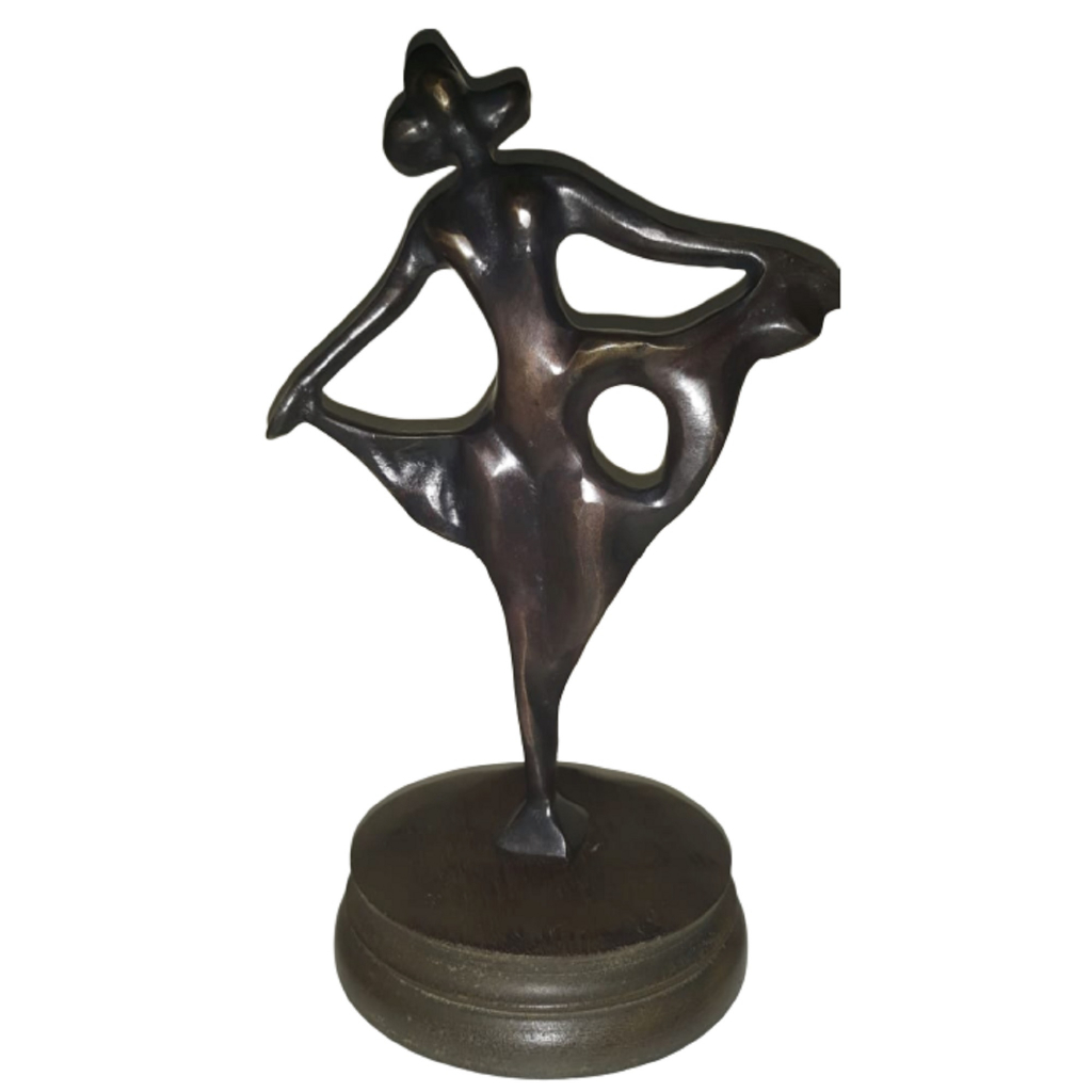 Escultura Estatueta Em Bronze Oxidado Bailarina Obra De Arte