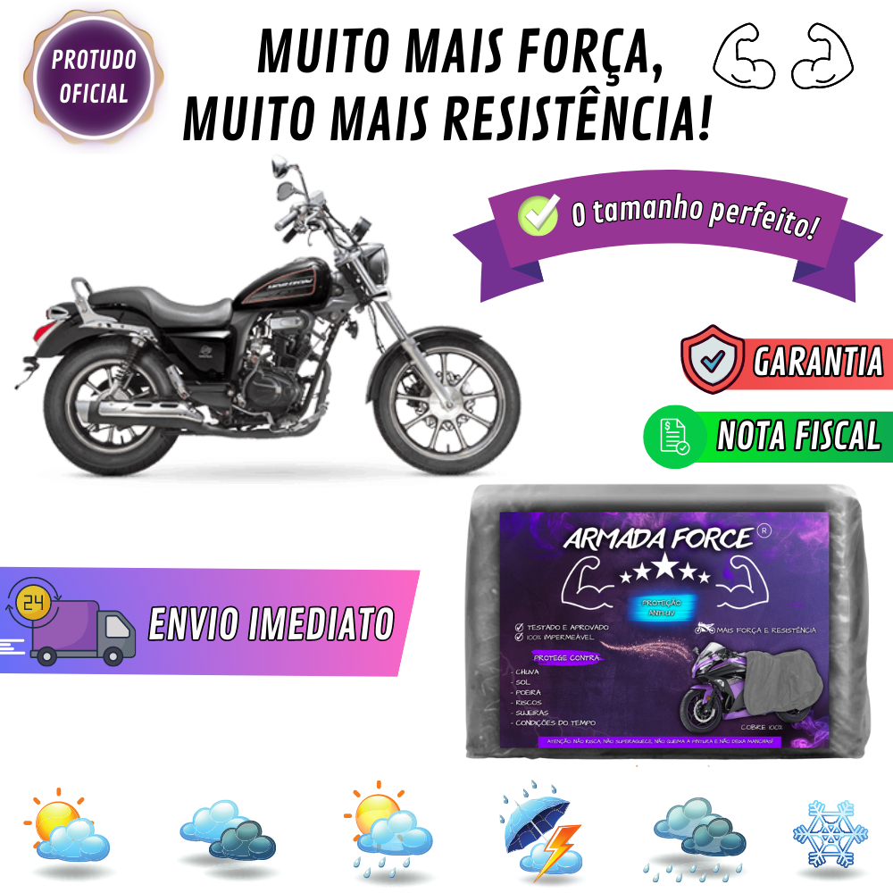 Capa Pra DAFRA HORIZON 150 Sem Forro 100% Impermeável Armada Force Protege Sol Chuva Poeira Anti-UV