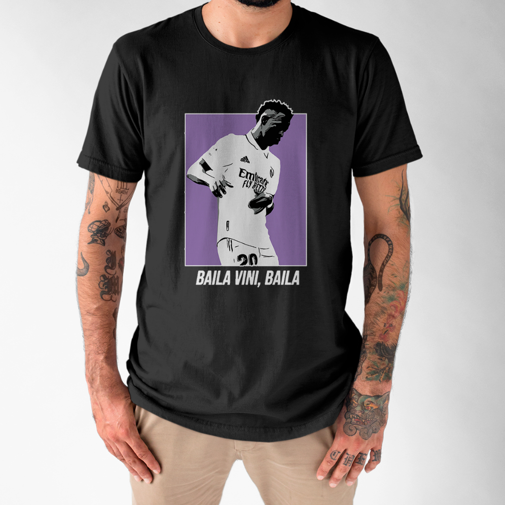 Camiseta Basica Do Jogador Vini Jr Futebol Brasil Estampa Baila Vini, Baila 100% Algodão