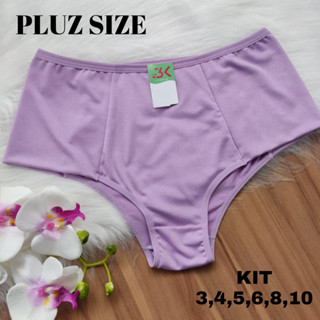 KIT CALCINHA PLUZ SIZE CINTURA ALTA LATERAL LARGA E DUPLA .( kit JULIANA)