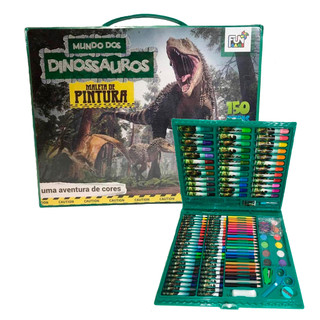Maleta/Estojo de Canetinha de Dinossauro com 150 peças