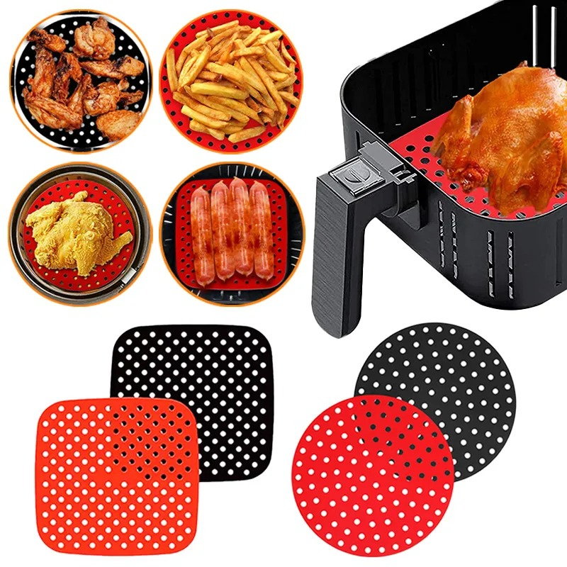 Tapete Protetor Silicone Para Air Fryer Fritadeira Universal - Quadrado/ Redondo