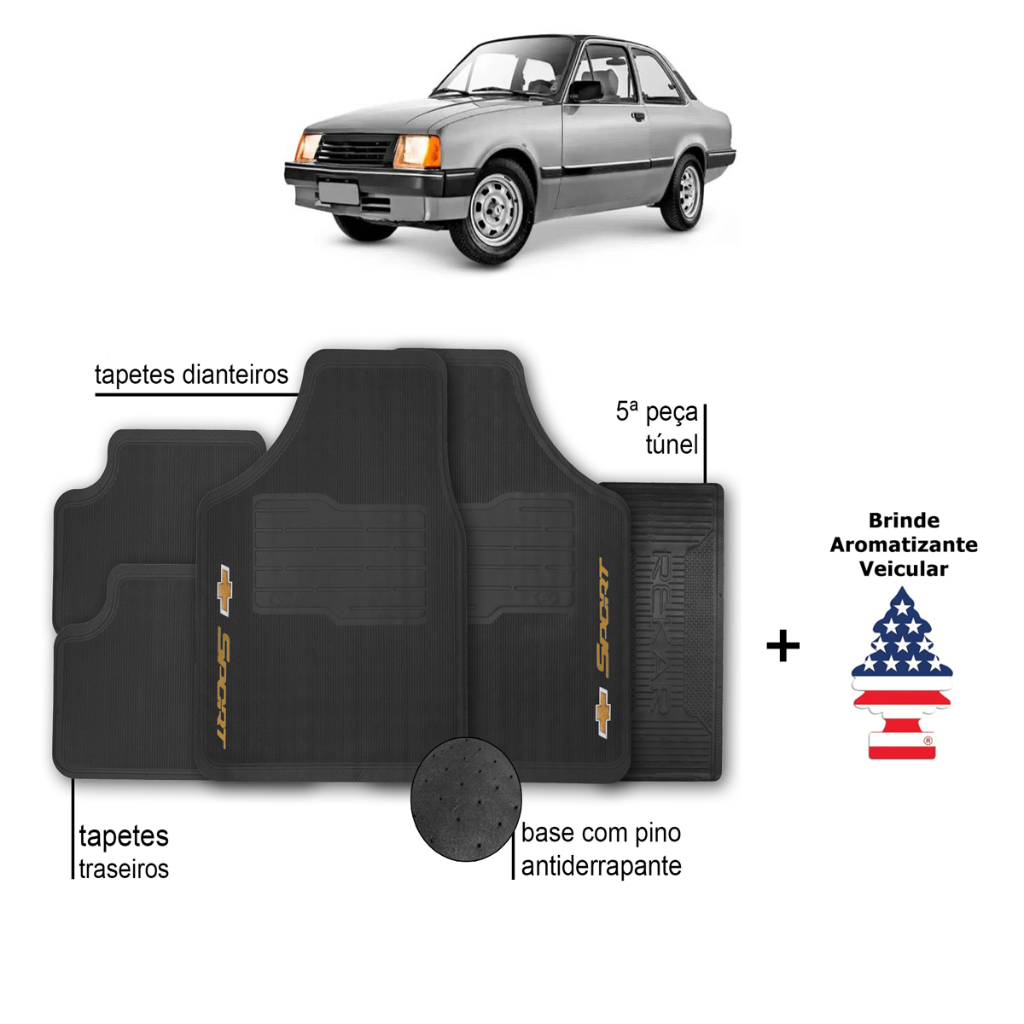 Tapete de Carro Chevette Chevrolet Automotivo Borracha + Aromatizante