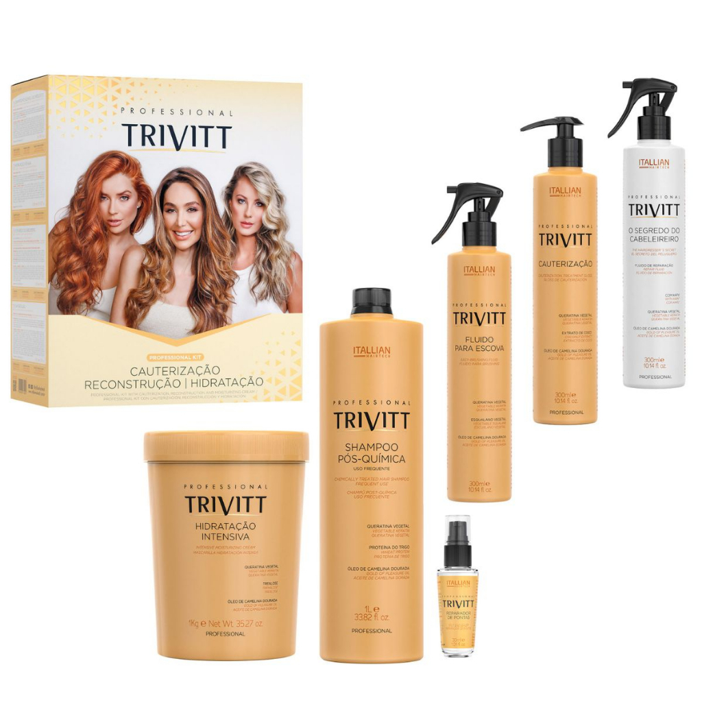 Cronograma Capilar Itallian Trivitt Cauterização Hidratação Profissional 6 Produtos