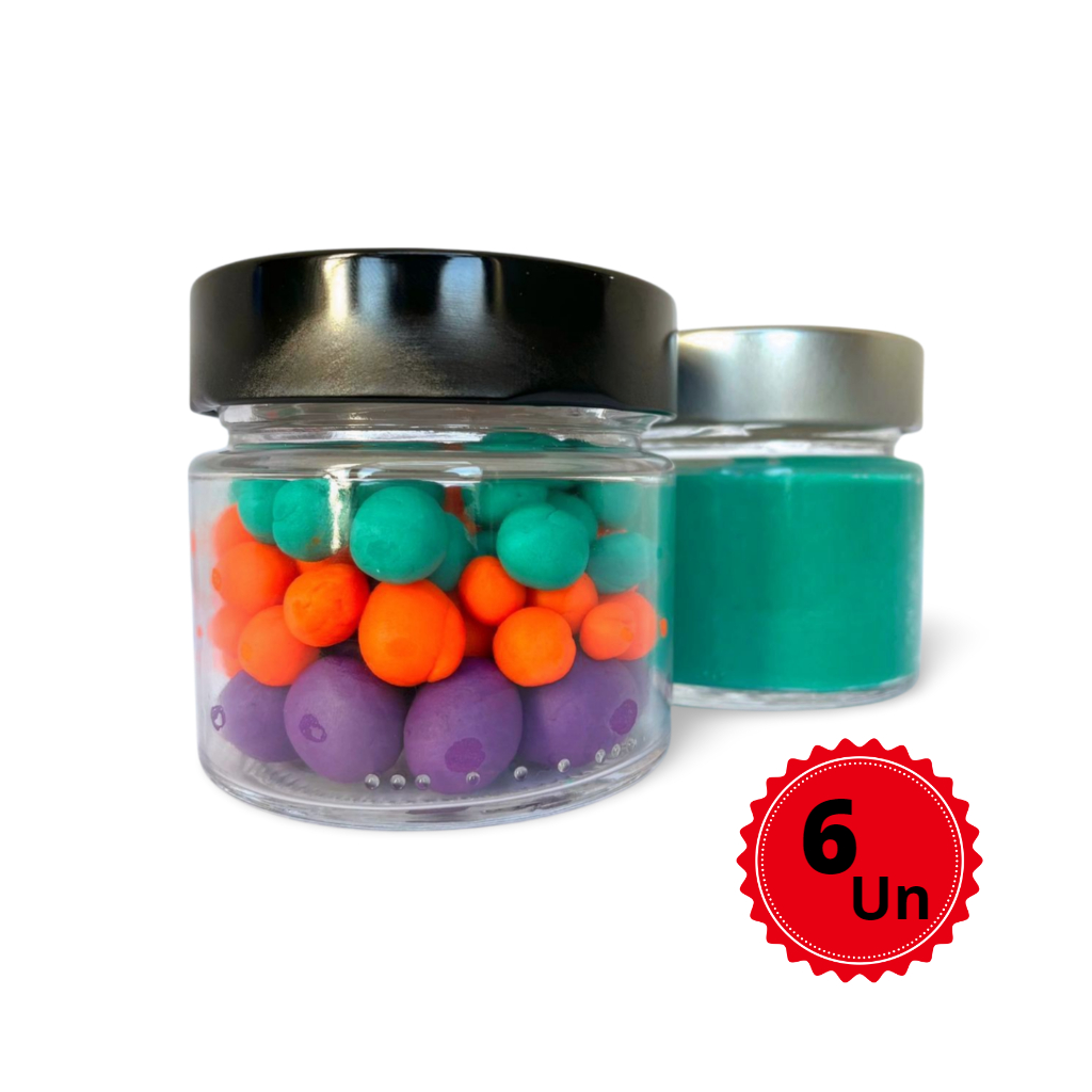 Kit c/6 Potes de Vidro Pianezza 210ml c/Tampas Perfil Largo