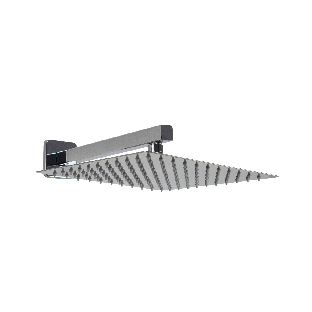 Ducha Chuveiro Inox 304 25 cm Quadrado Com Braço Cano de Parede