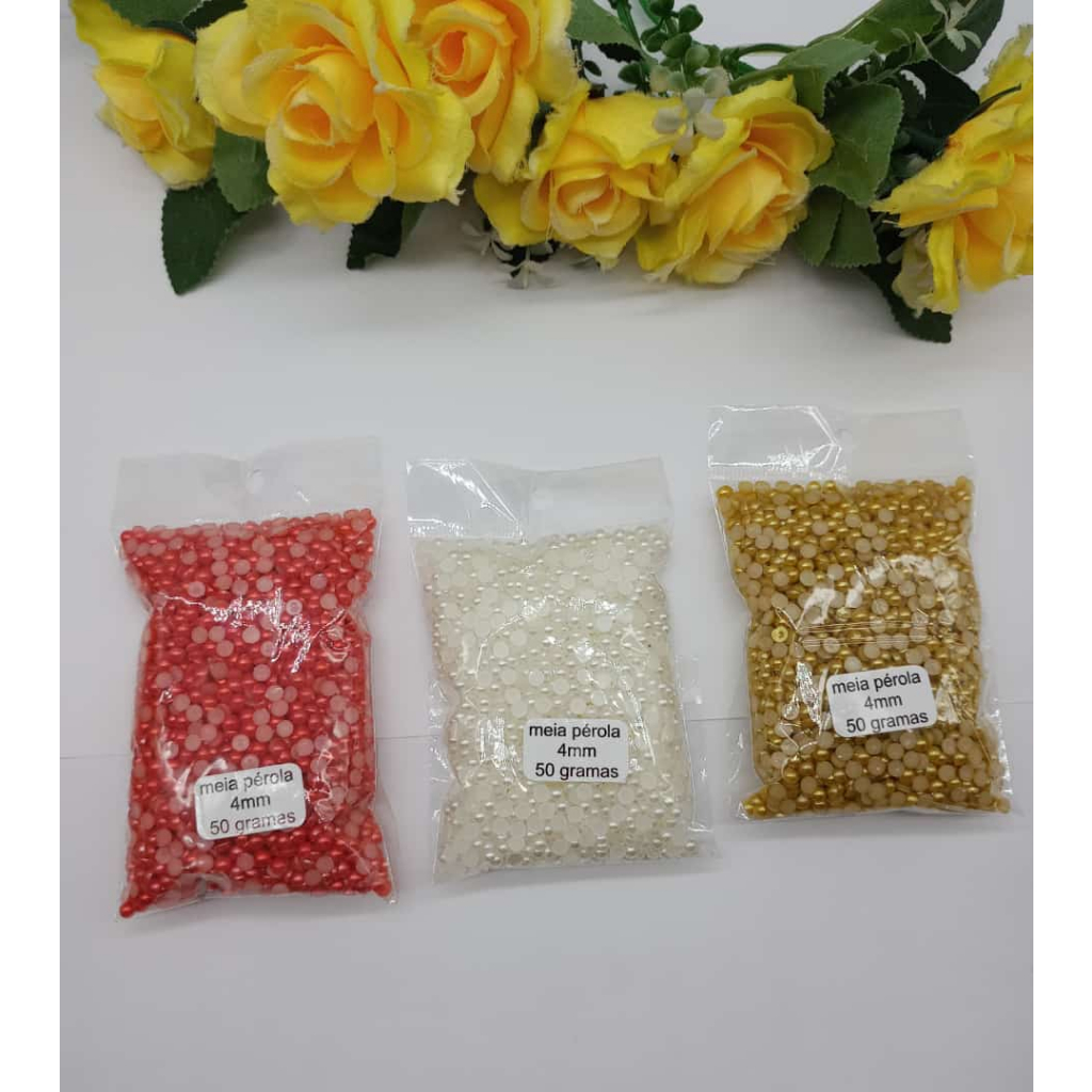 Meia Perola ABS 4mm Colorida com 50 Gramas em Oferta na Shopee