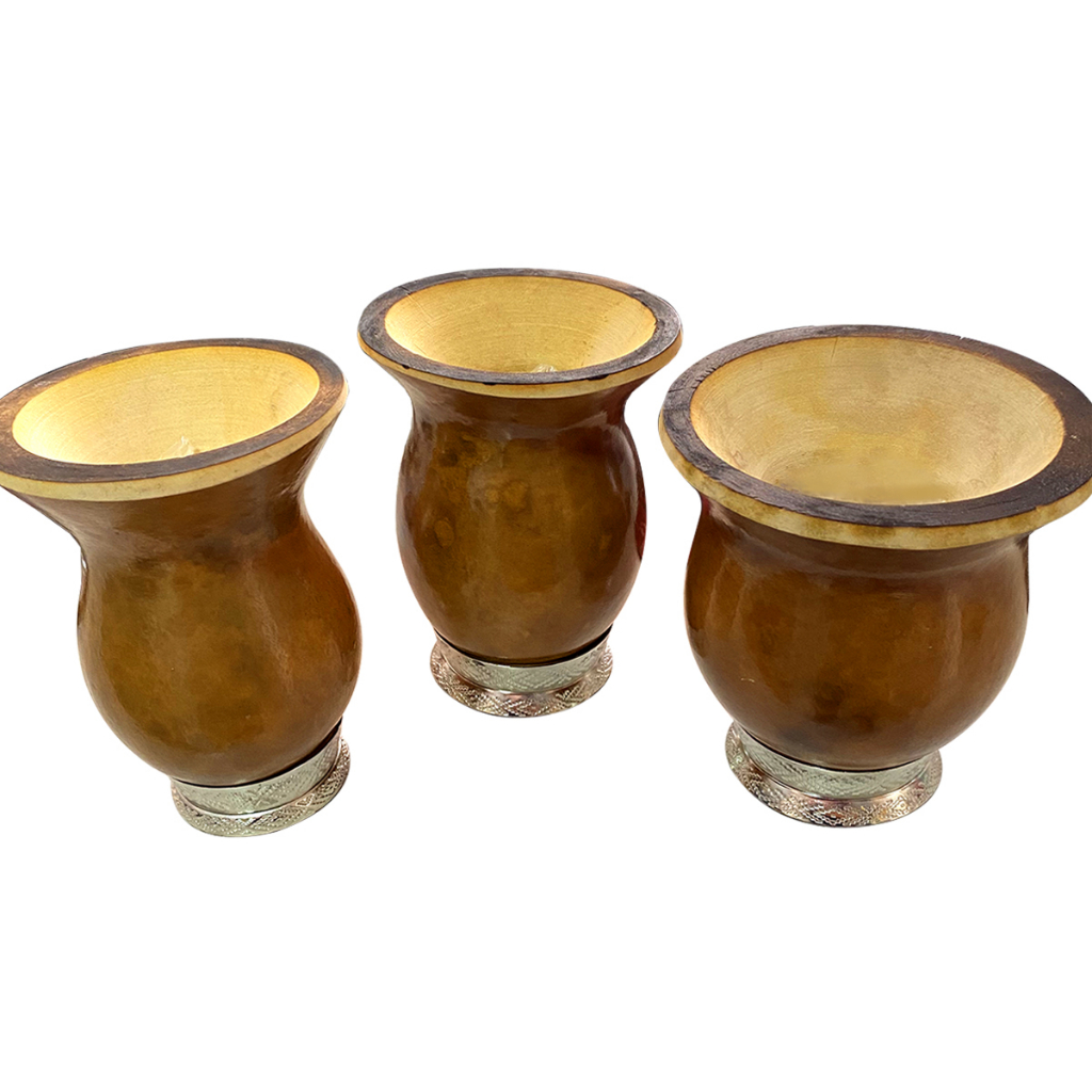 Cuia para Chimarrão Porongo Natural Erva Mate com Pé/Suporte de Metal