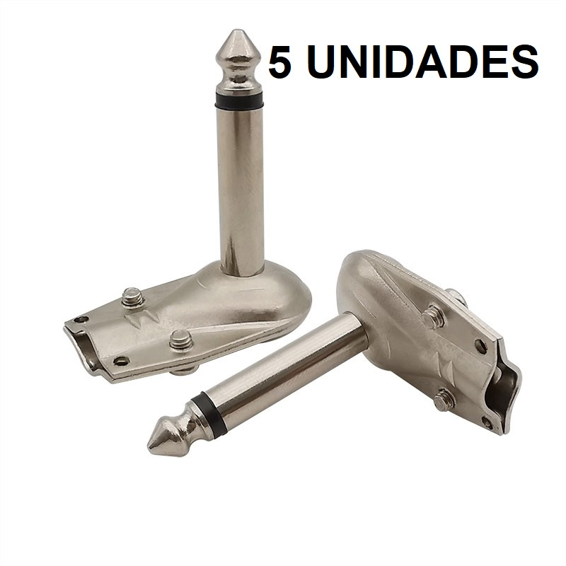 Plug P10 Mono 90 Graus Profissional Metal 5 UNIDADES